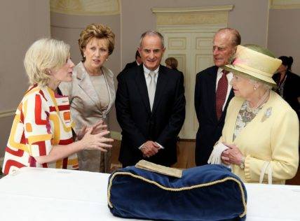 Mary Heffernan, General Manager at Farmleigh, with President of Ireland, Mary McAleese, her husband Martin McAleese, Prince Philip, Duke of Edinburgh, and Queen Elizabeth II, at Farmleigh in 2011. Maxwell Photography.
