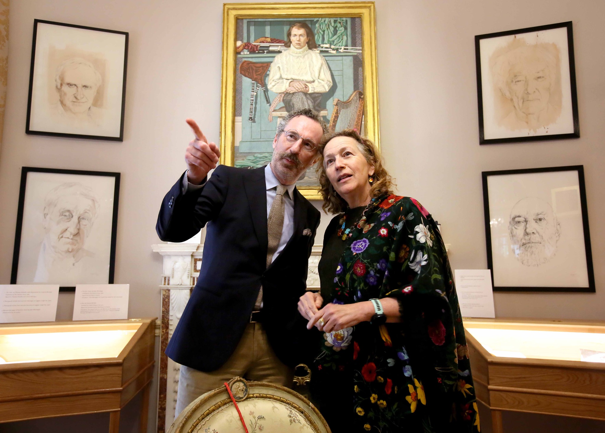 Garech Browne room featuring portraits of artists and poets