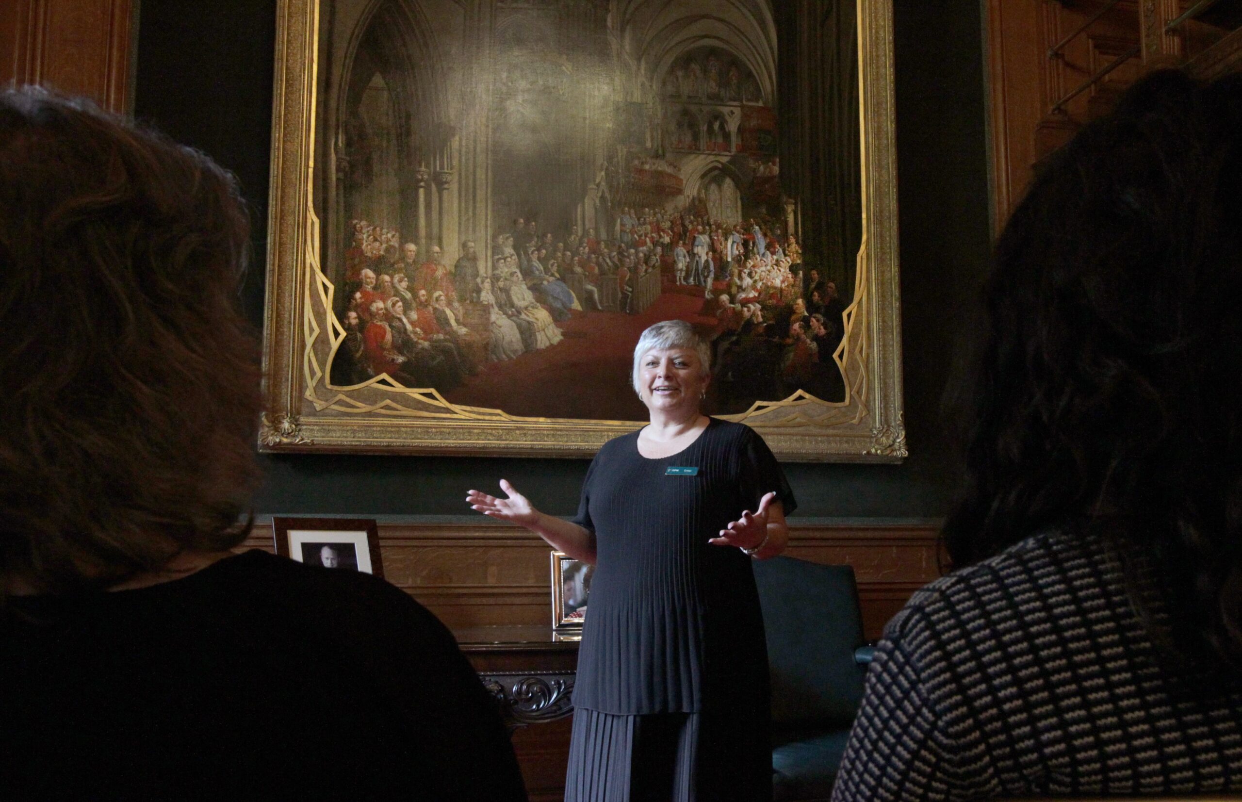 guide giving tour of Farmleigh Library