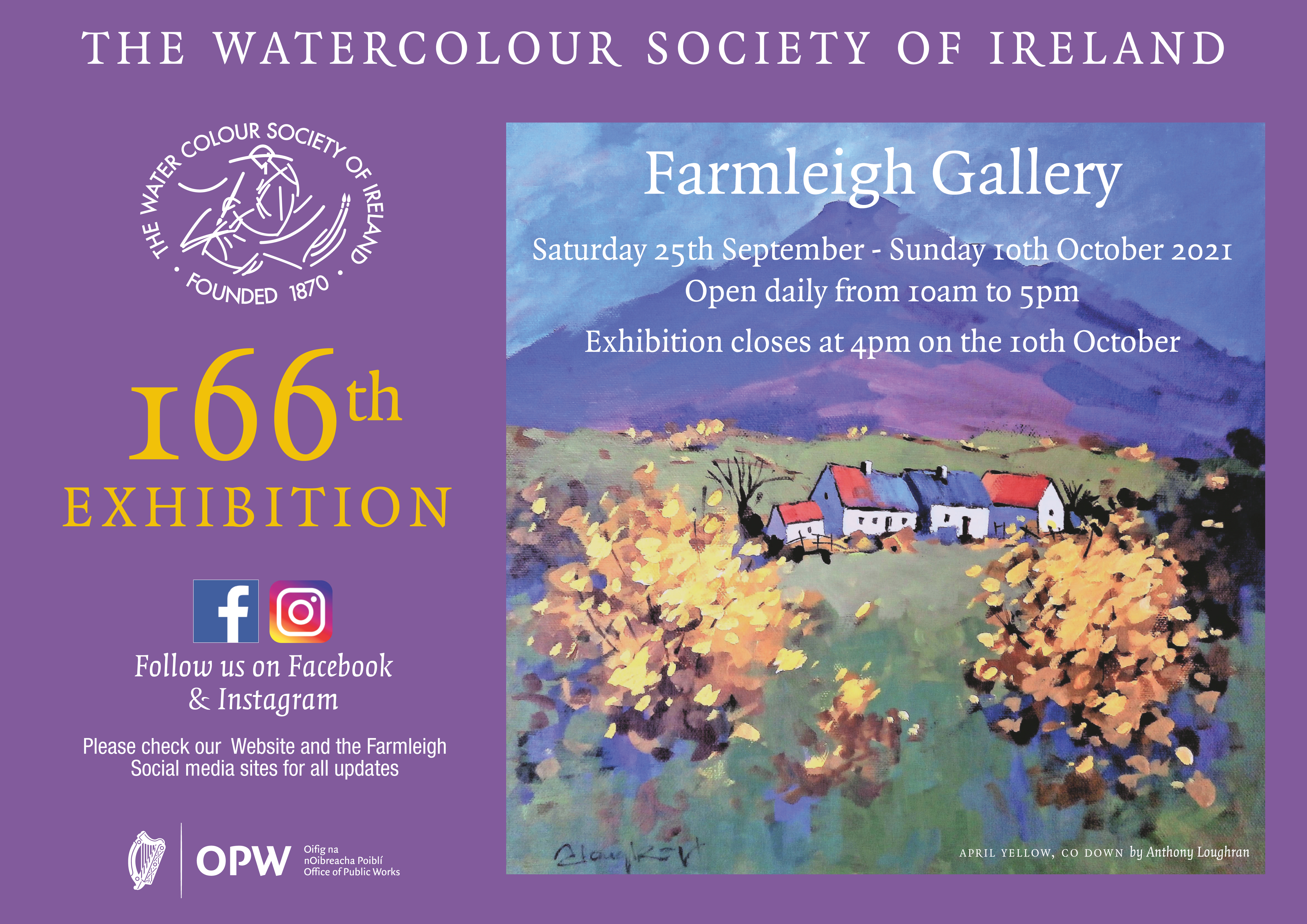 Watercolour Society Invite with image by Anthony Loughran