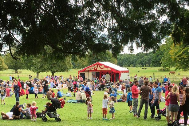 People gathered on front lawn at Farmleigh for event