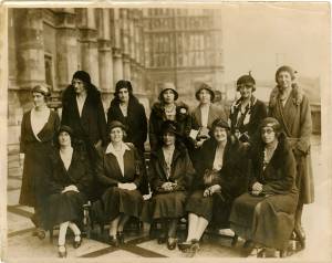 Female MPs in November 1931 on the terrace at Westminster. Gwendolen seated in the front row second from left. UK Parliamentary Archives.