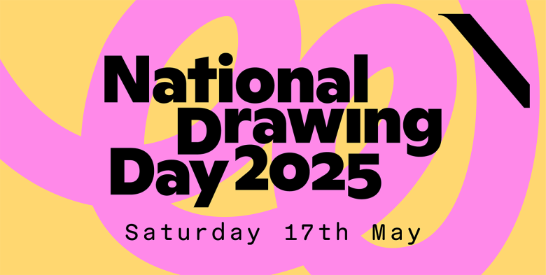 pink and yellow poster for Drawing Day 17th May