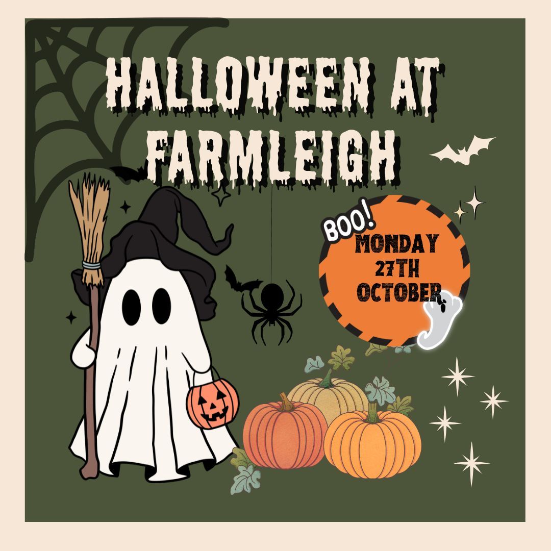 Halloween poster featuring ghost & pumpkins