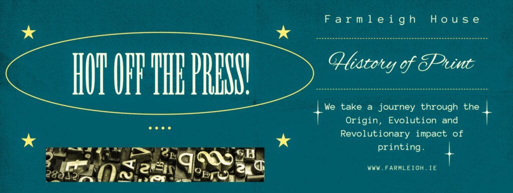 Green poster for 'Hot Off The Press - History of Print' Talk